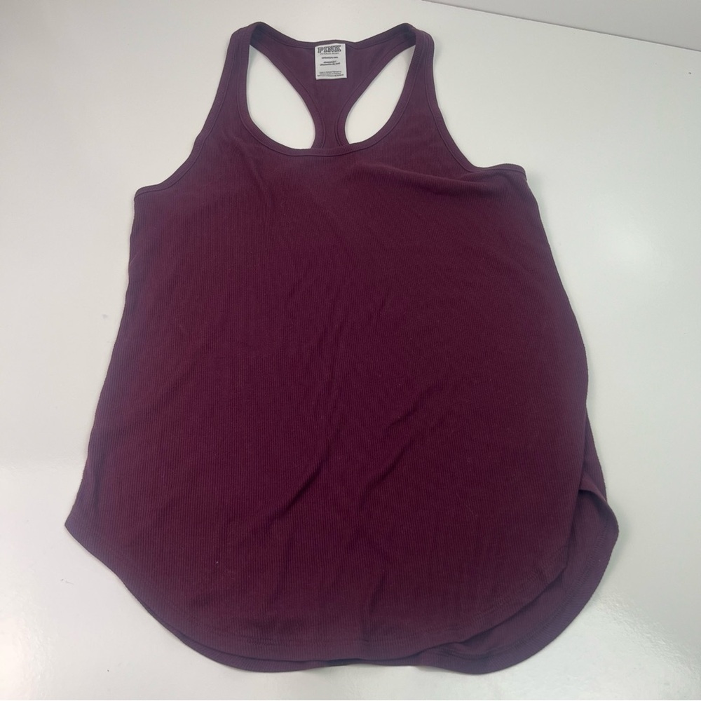 Victoria’s Secret PINK Maroon Burgundy Wine Colored Racerback Tank Top sz Small